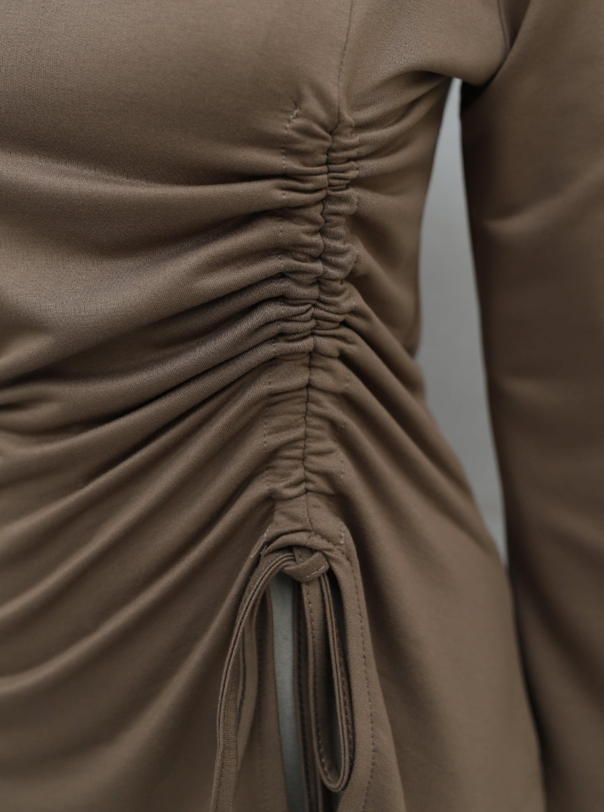 Women's Asymmetric Drawstring Jersey Sweatshirt - Light Brown - Podyumplus - by Peralane - photo 6