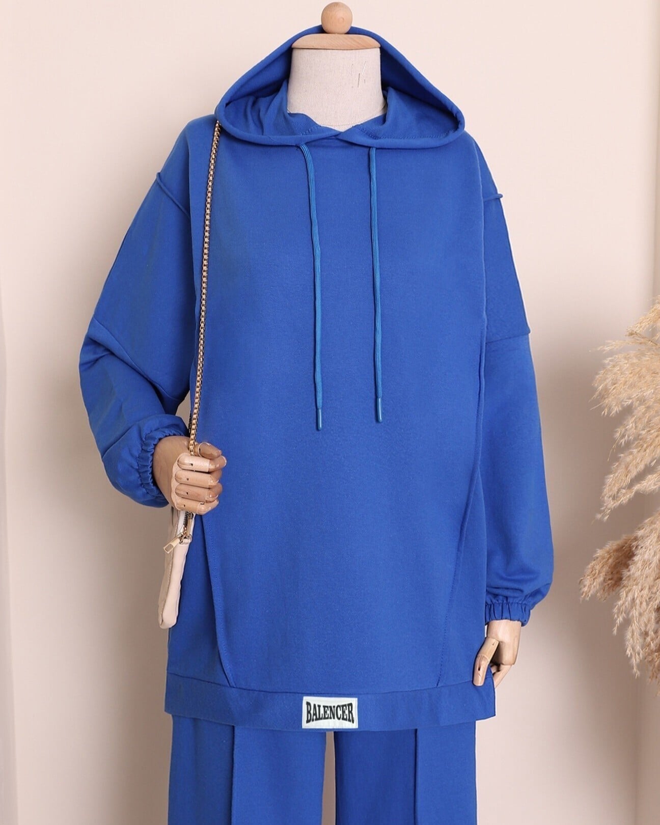 Hooded Jersey Two-Piece Set with Logo Detail - Sax Blue - Podyumplus - by Peralane - photo 6
