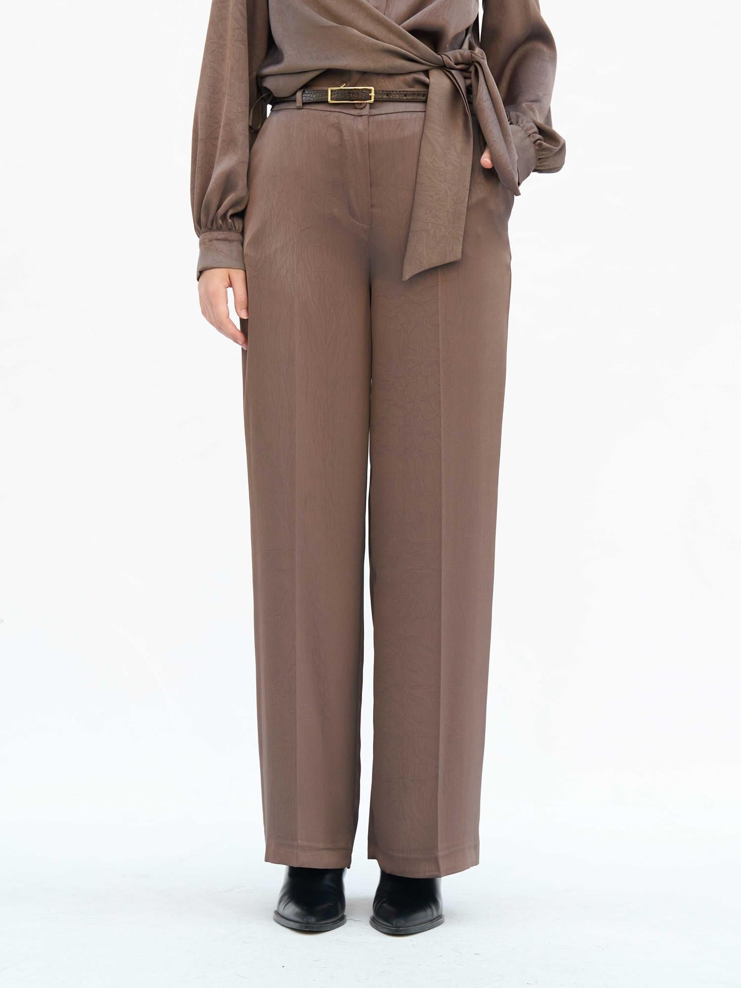 Women's Wrap Blouse and Wide-Leg Trouser Set in Taupe - Lefon - by Peralane - photo 6