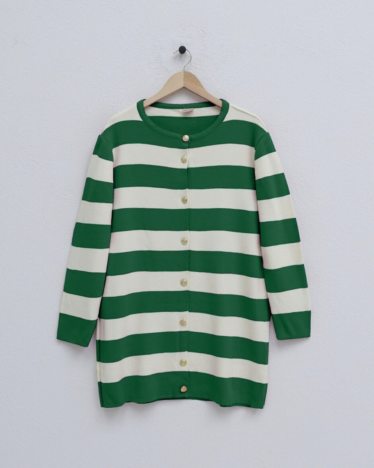 Metal Button Steel Knit Relaxed Cardigan - Forest Green - Podyumplus - by Peralane - photo 2