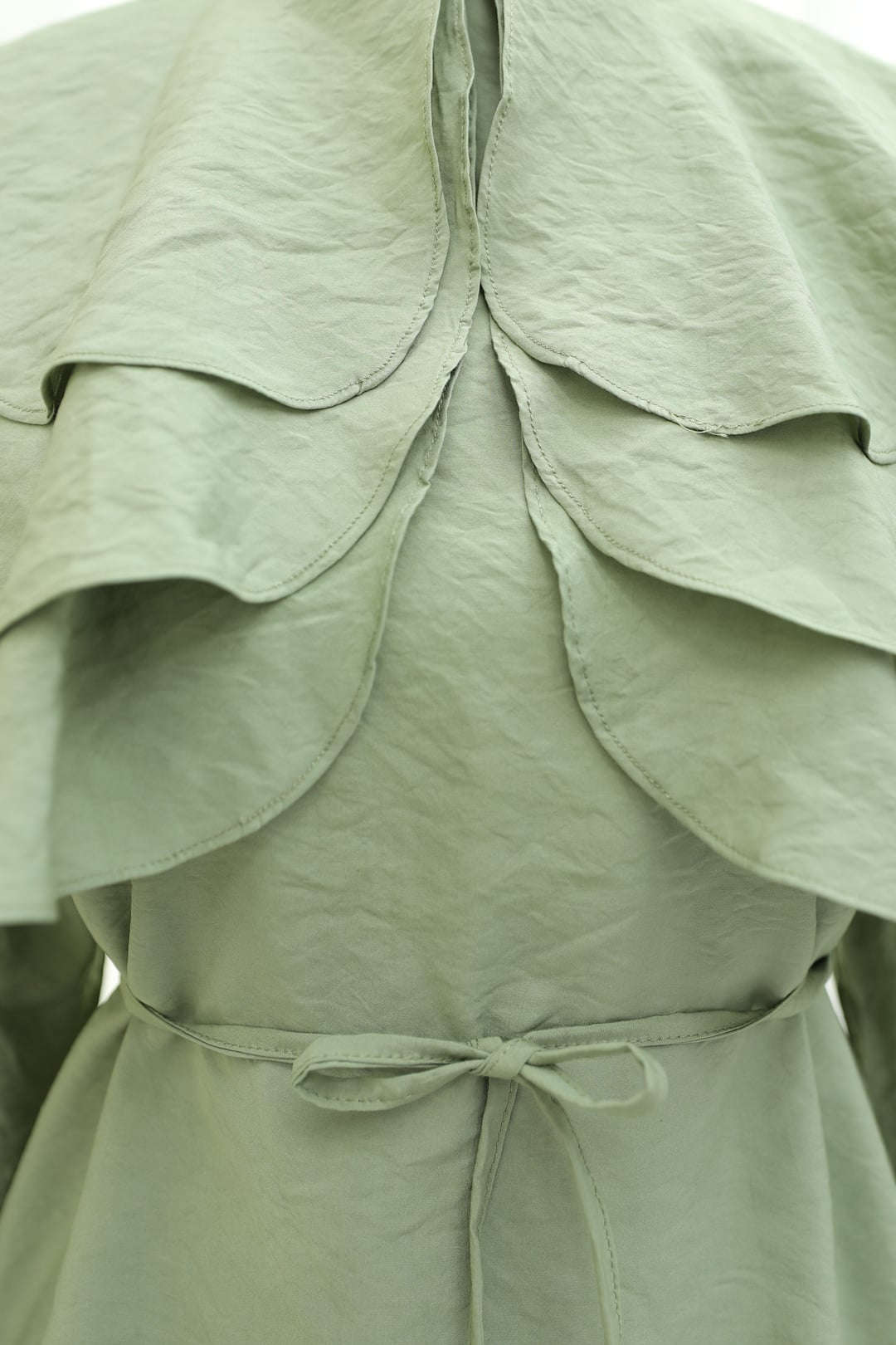 Layered Baby Collar Elastic Sleeve Modal Blouse - Cagla Green - Podyumplus - by Peralane - photo 7