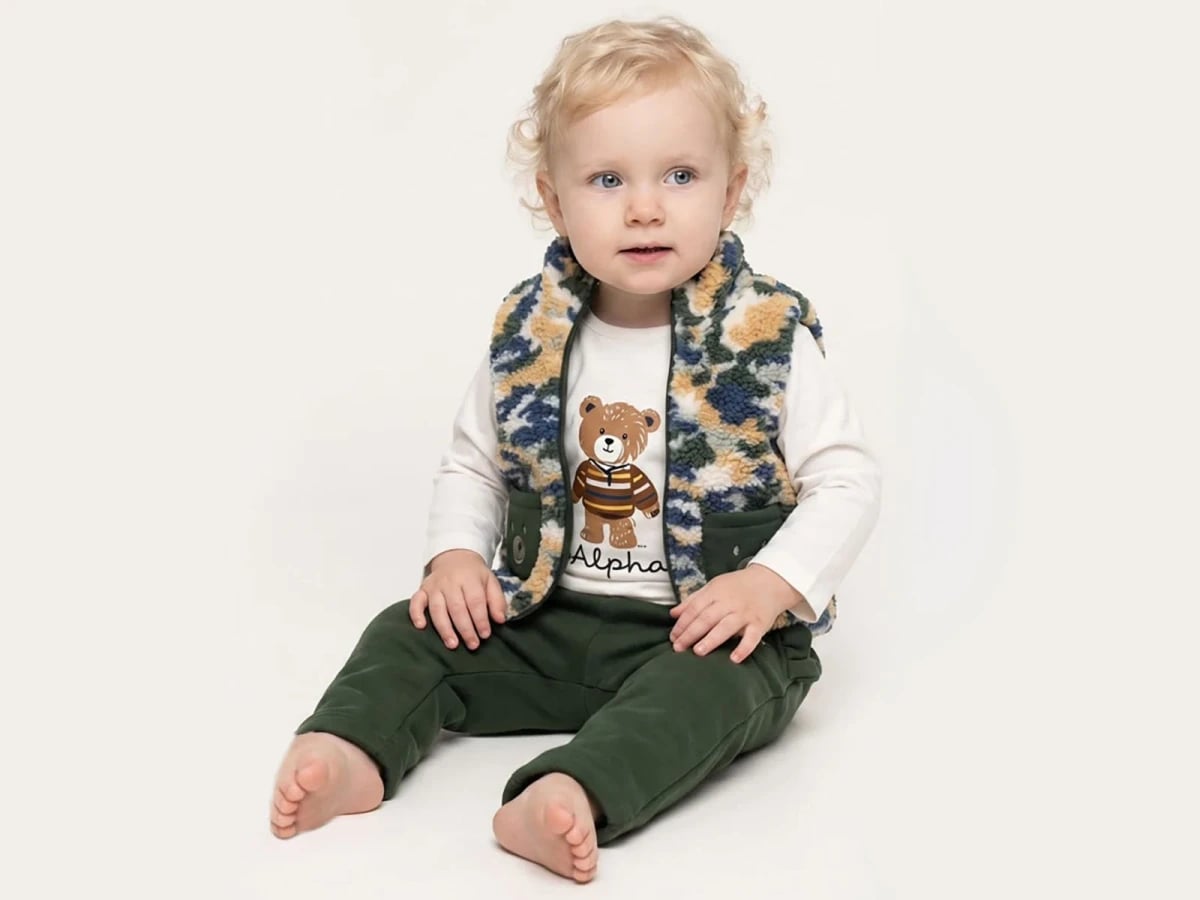 Bear Print Fleece Vest Baby Boy 3-Piece Set - Elci Baby - by Peralane