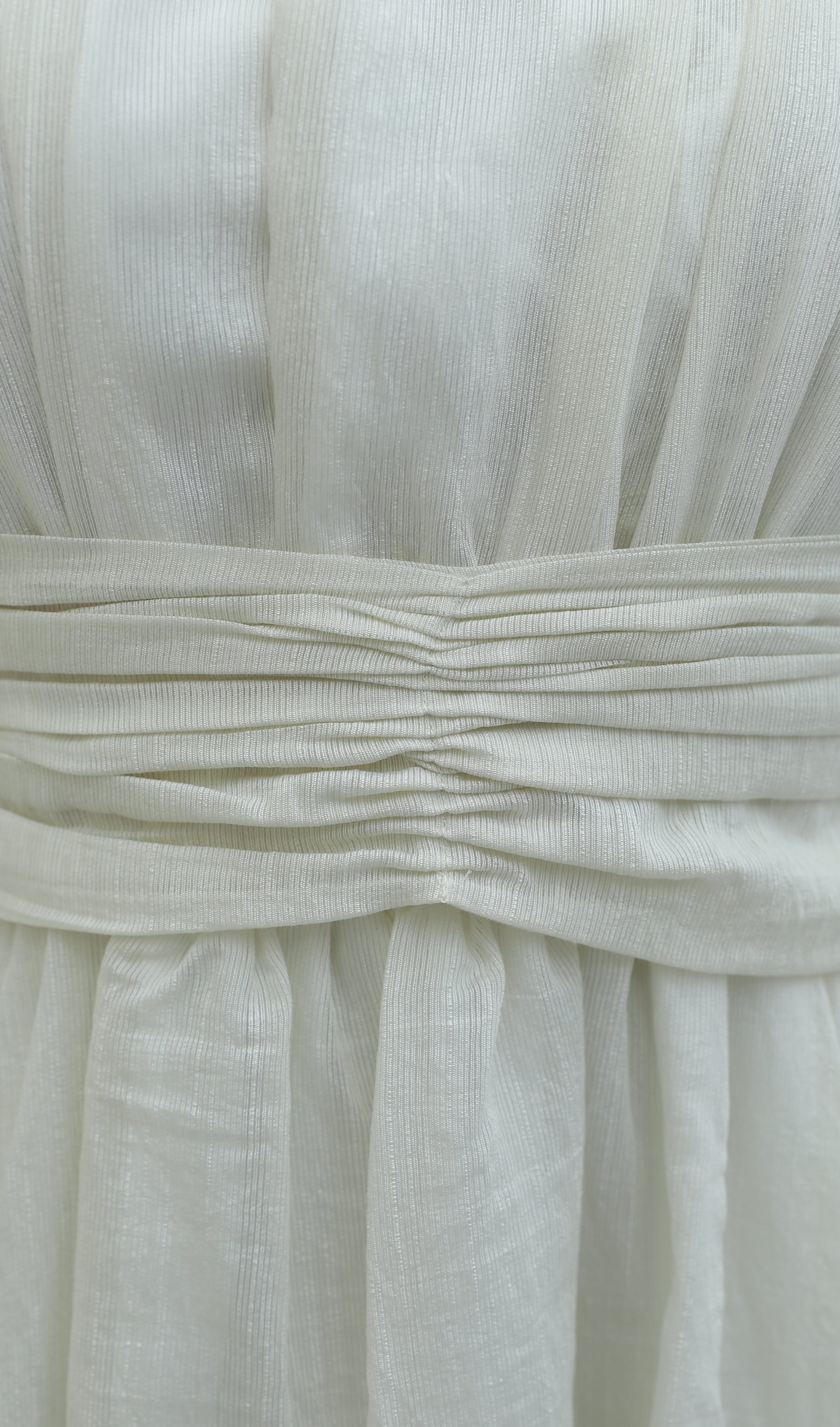Belted Long-Sleeved Linen-Look Dress with Brooch - Ecru - Podyumplus - by Peralane - photo 6