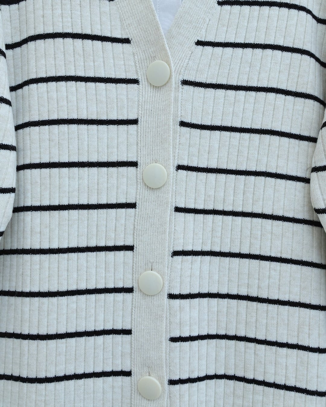 Striped Button-Front Knit Cardigan - Stone - Podyumplus - by Peralane - photo 6