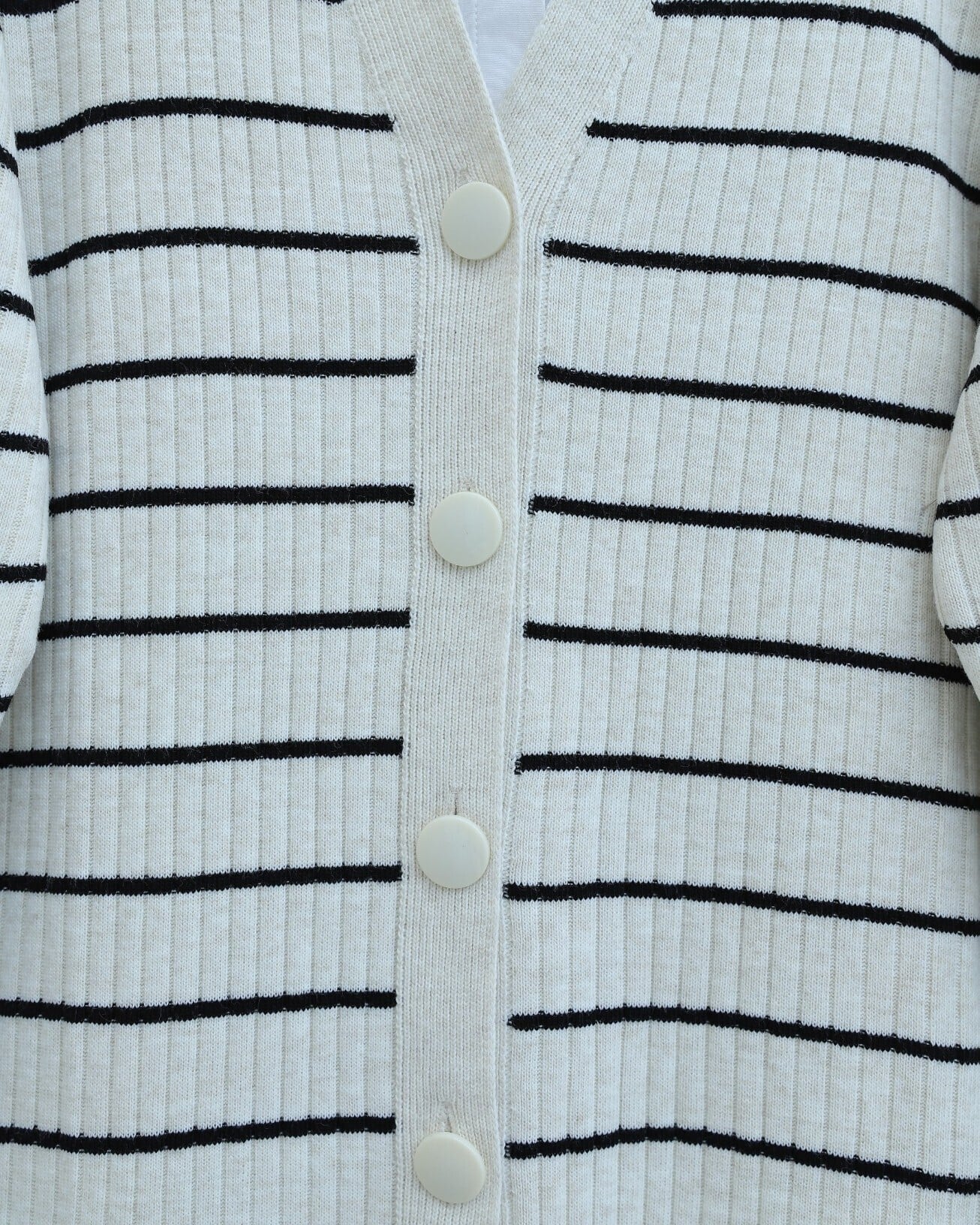 Striped Button-Front Knit Cardigan - Stone - Podyumplus - by Peralane - photo 6