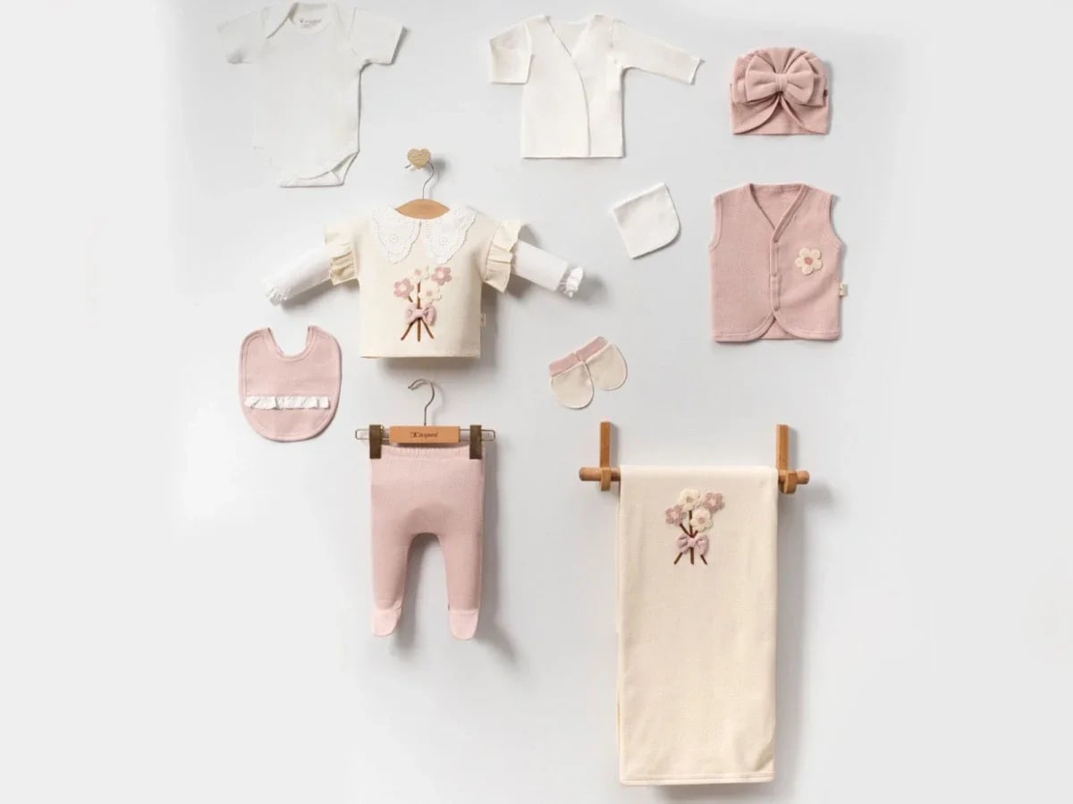 Floral Embroidered Lace Baby Girl 10-Piece Hospital Exit Set - Cayzen - by Peralane