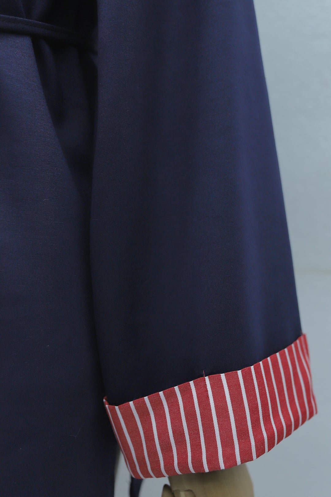 Navy Blue Drawstring Waist Tunic with Striped Cuffs - Podyumplus - by Peralane - photo 5
