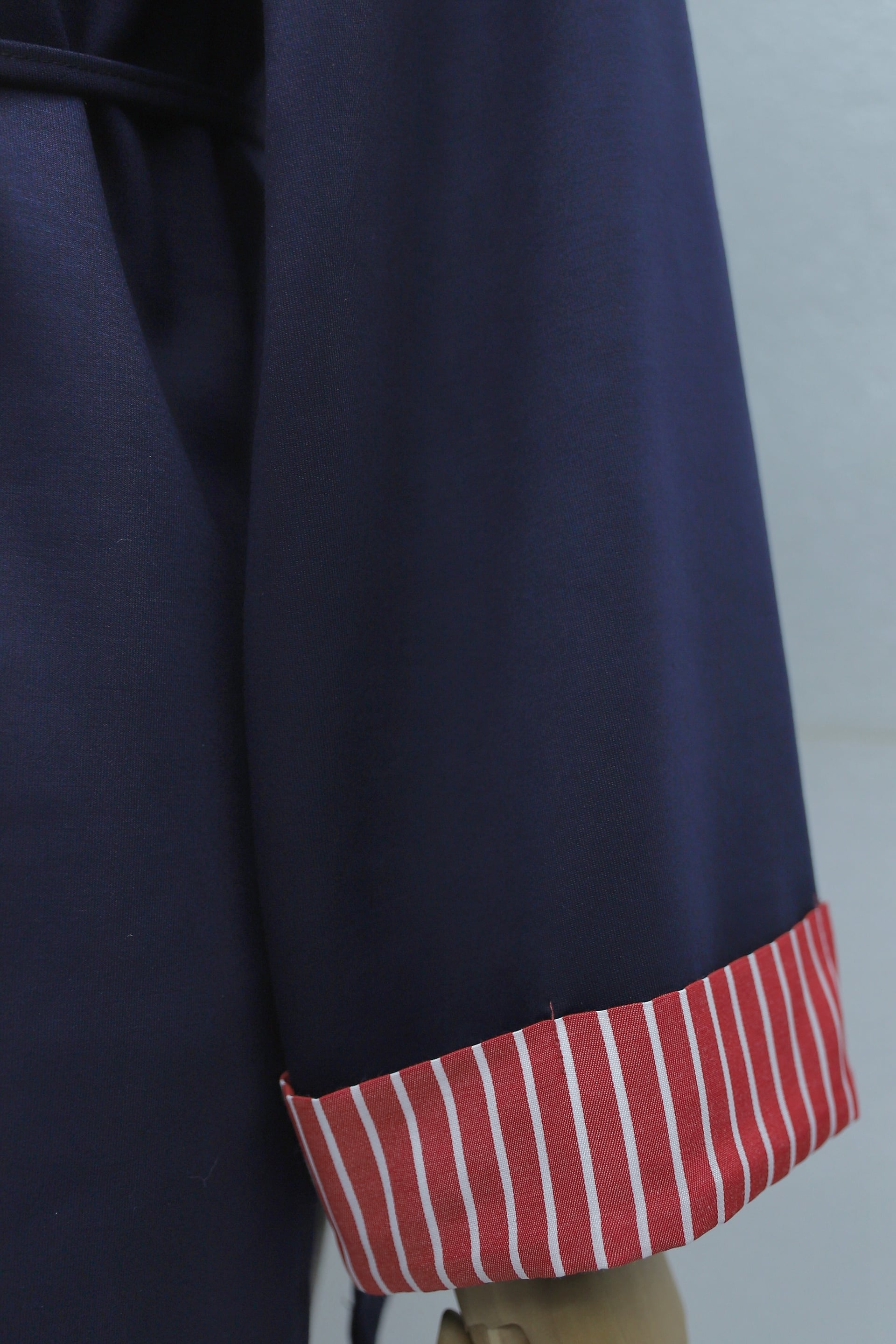 Navy Blue Drawstring Waist Tunic with Striped Cuffs - Podyumplus - by Peralane - photo 5