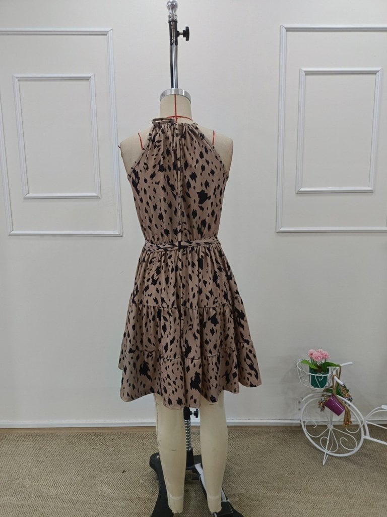 Women's Sleeveless Halter-Neck Tie-Waist Patterned Mini Suprem Dress - Janes - by Peralane - photo 7