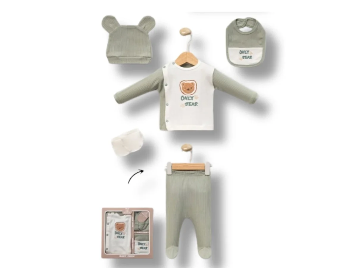 Only Bear Printed Baby Boy Hospital Exit 5-Piece Set - Baby Zuhu - by Peralane