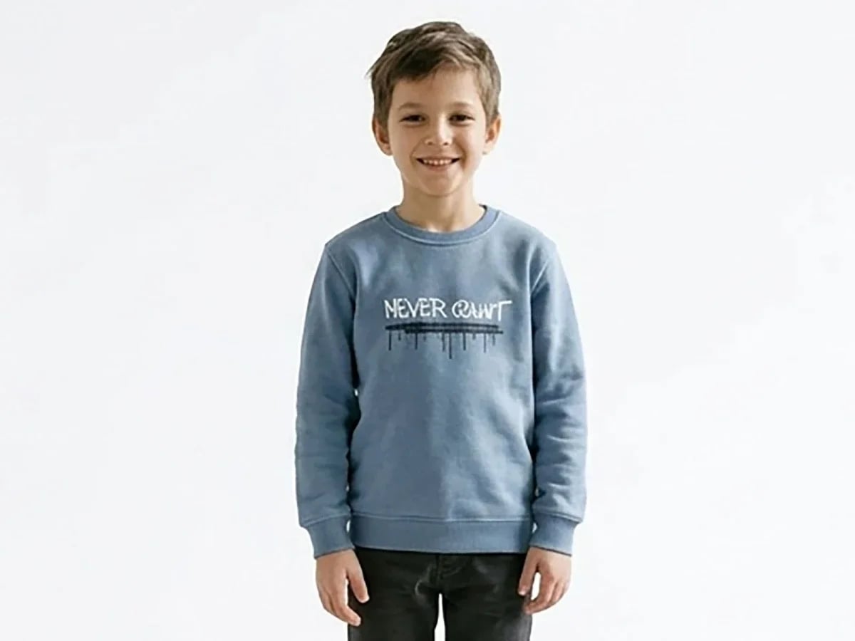 Boys' Printed Crew Neck Sweatshirt - Blue - Tanem Kids - by Peralane