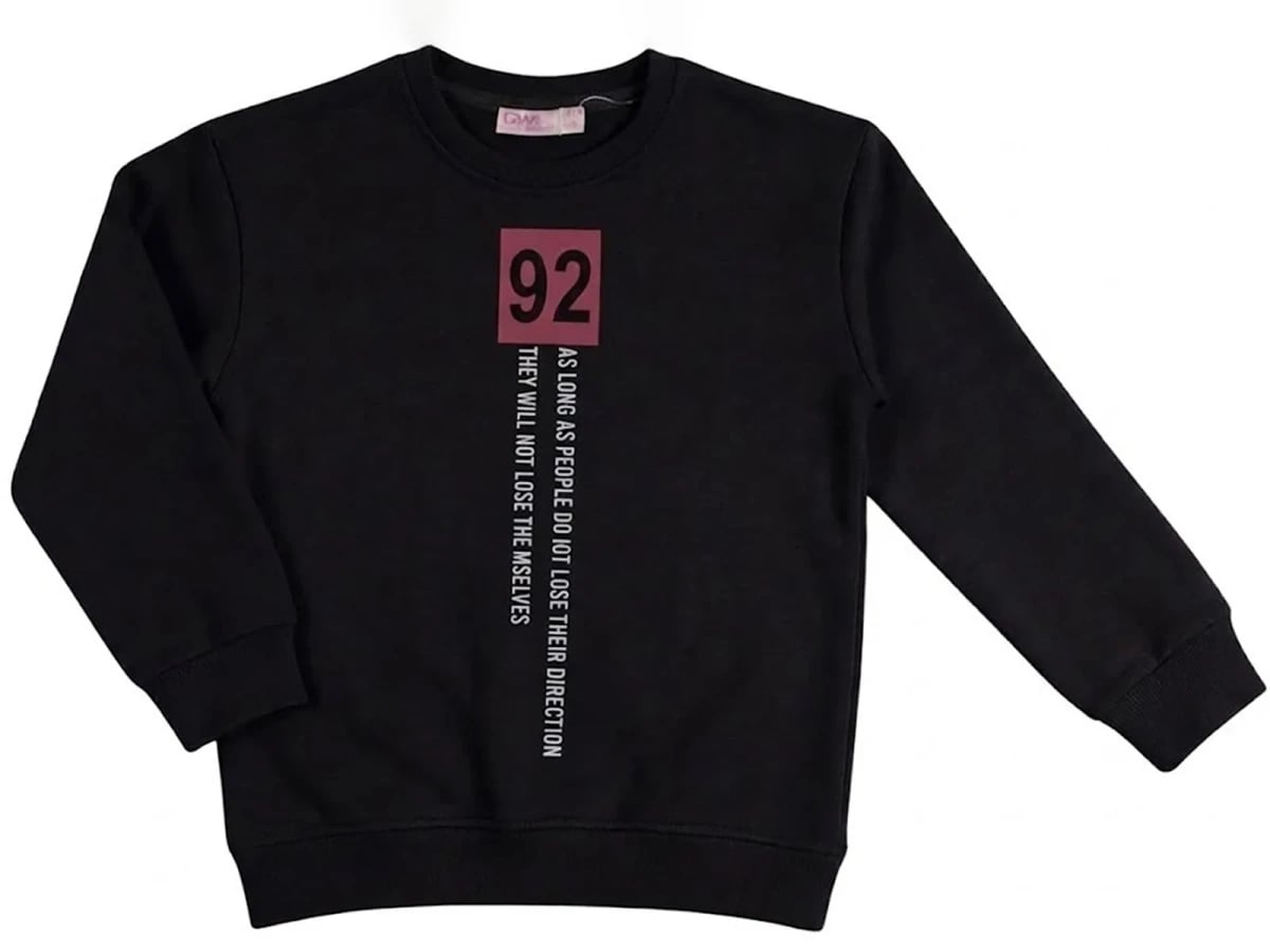 Girls' 92 Print Crew Neck Sweatshirt - Black - CMK - by Peralane
