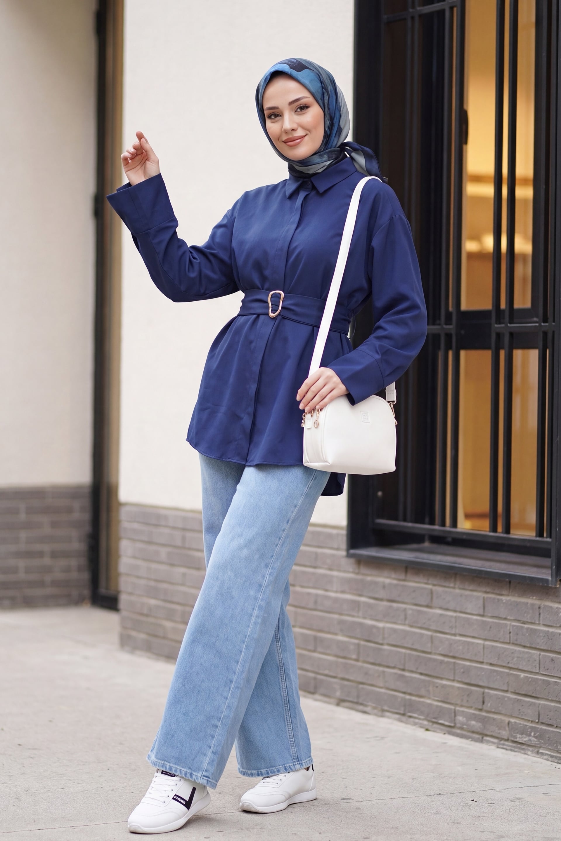 Pocket Zip Palazzo Denim Trousers - Baby Blue - Podyumplus - by Peralane - photo 6