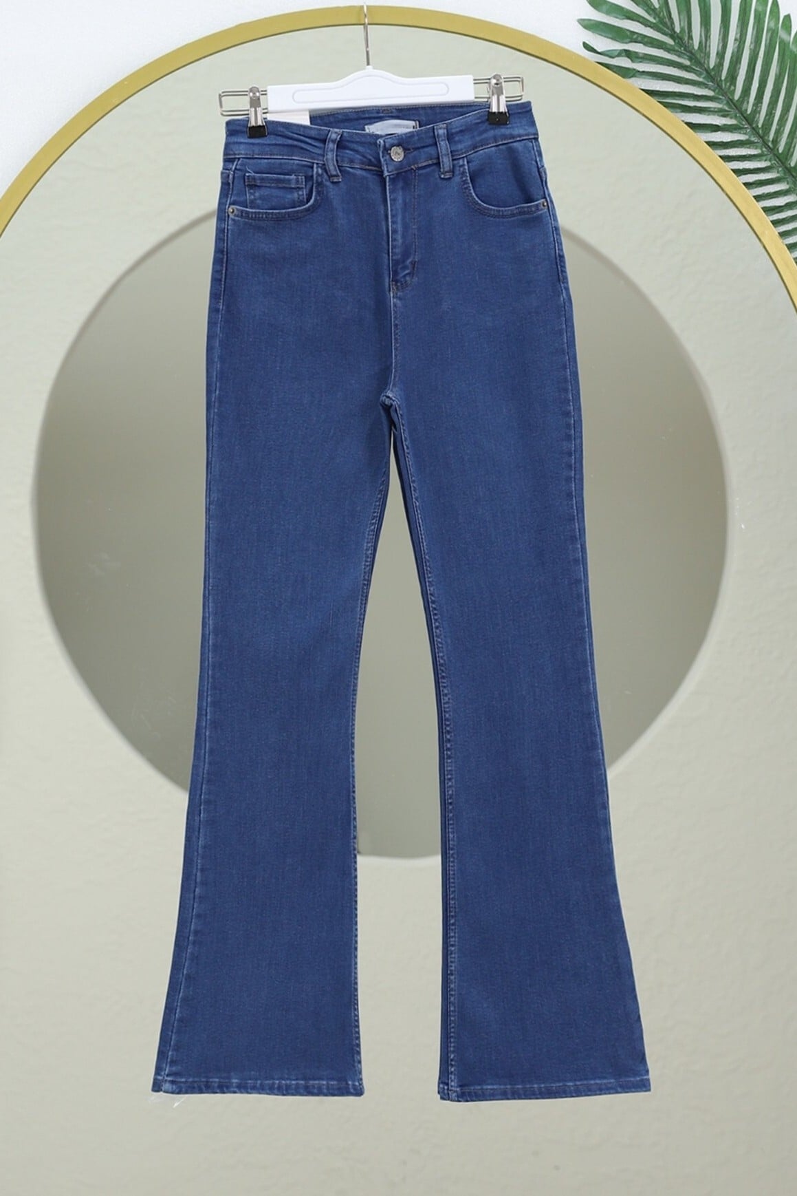 Women's High-Waist Flared Jeans with Scarf Detail - Dark Navy - Podyumplus - by Peralane - photo 2