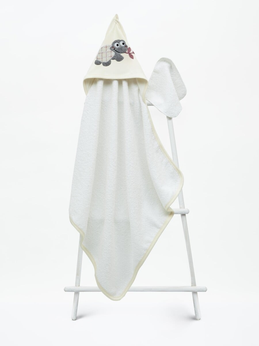 Baby Hooded Towel and Washcloth Set 75x75 cm 1-3Y - Babyline - by Peralane