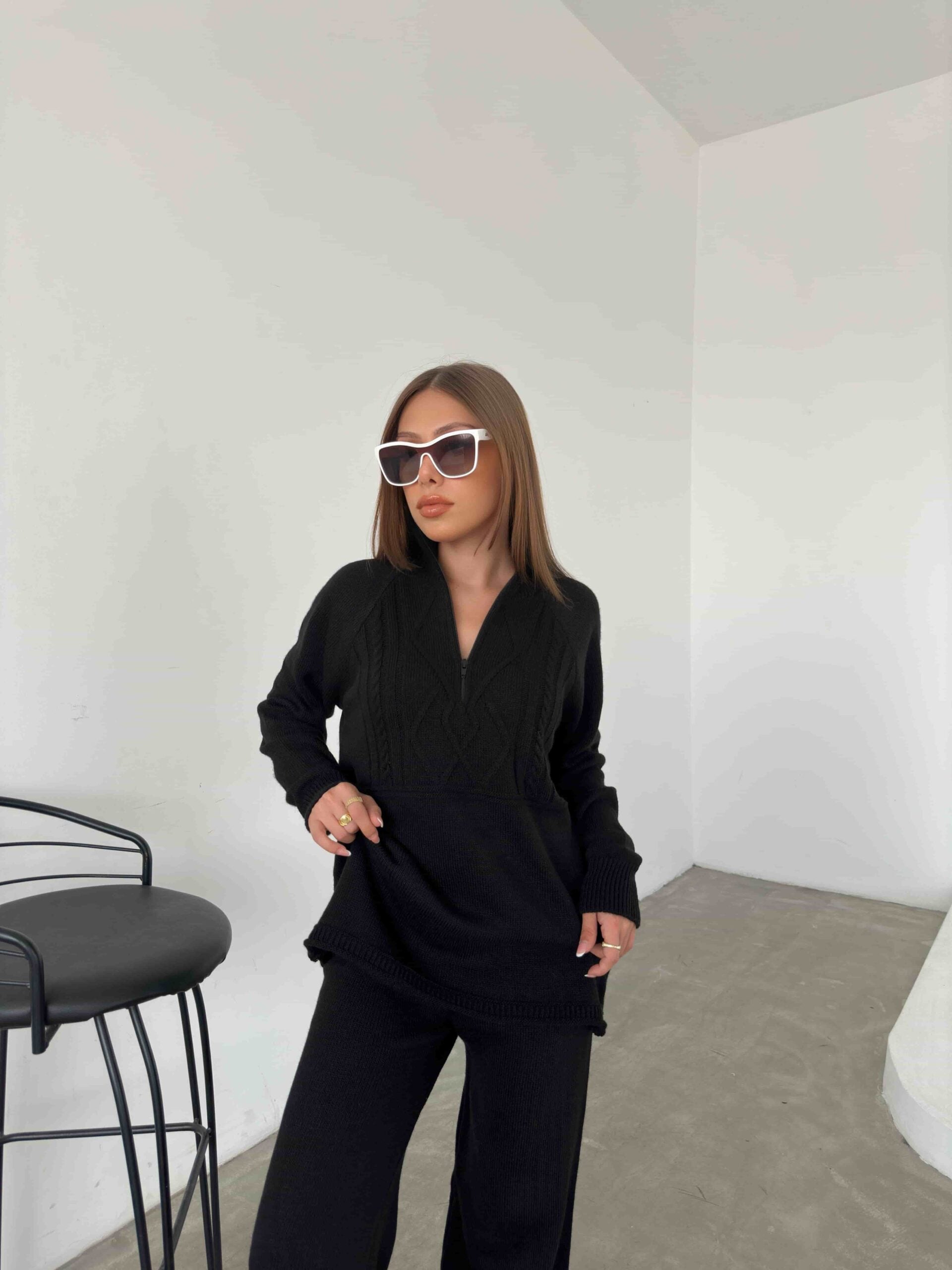 Polo Neck Zip Knit Set 1511 - My Bee - by Peralane