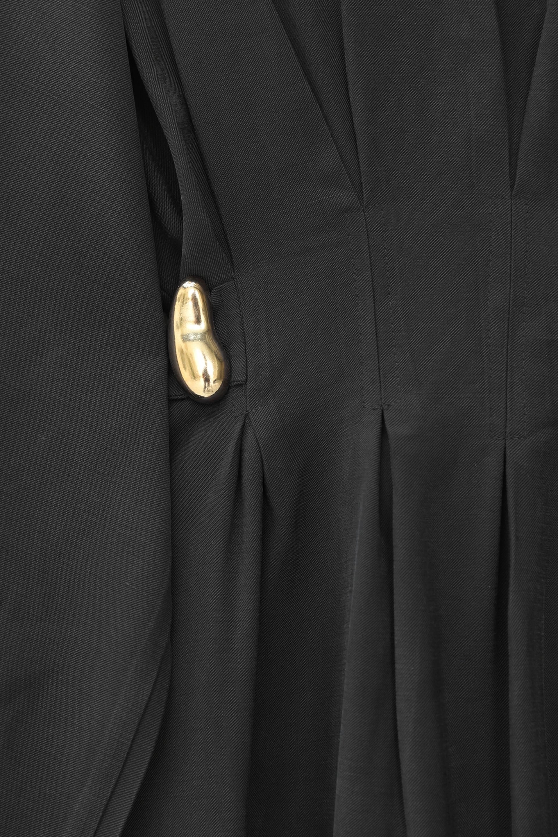 Pleated Waist Belted Buckle Detail Modest Dress in Black - Podyumplus - by Peralane - photo 6