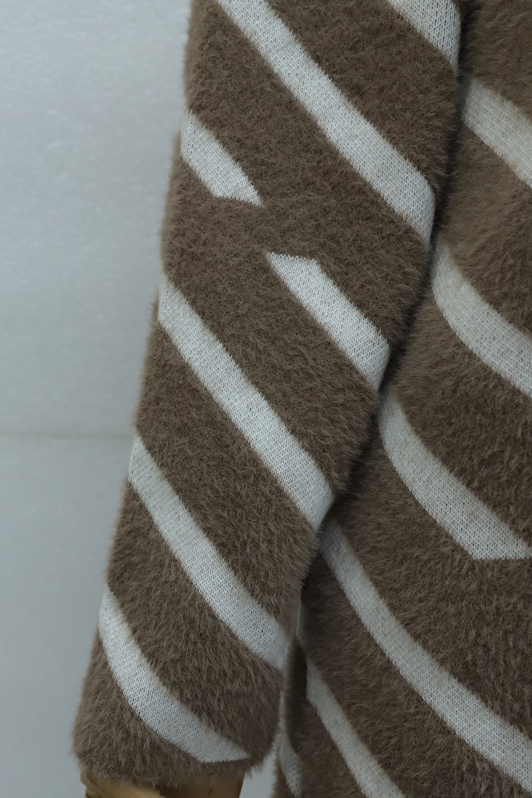 Half Mock Neck Side Stripe Fuzzy Knit Tunic - Earth - Podyumplus - by Peralane - photo 4