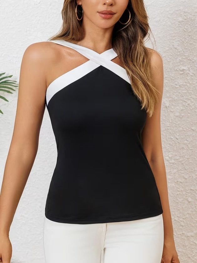 Women's Black Criss-Cross Halter Neck Bodysuit - Janes - by Peralane - photo 4