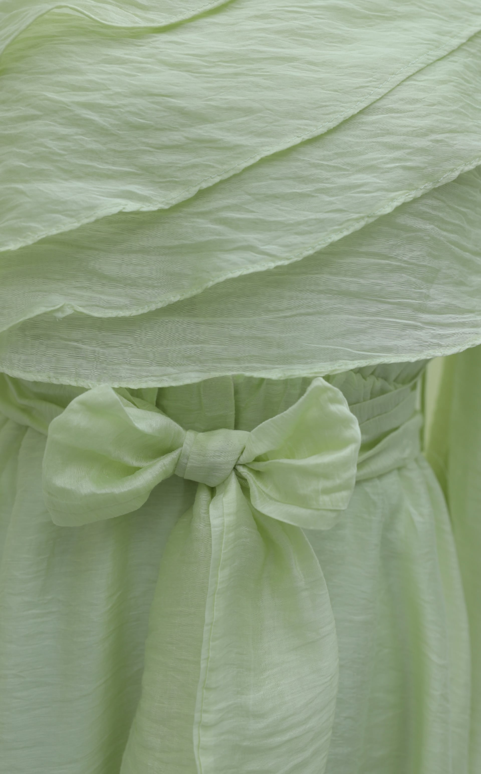 Belted Elastic Waist Balloon Sleeve Lined Chiffon Dress - Sea Green - Podyumplus - by Peralane - photo 7