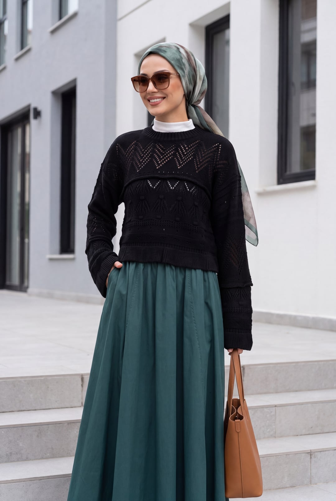 Black Openwork Pompom Sweater for Women - Podyumplus - by Peralane - photo 4