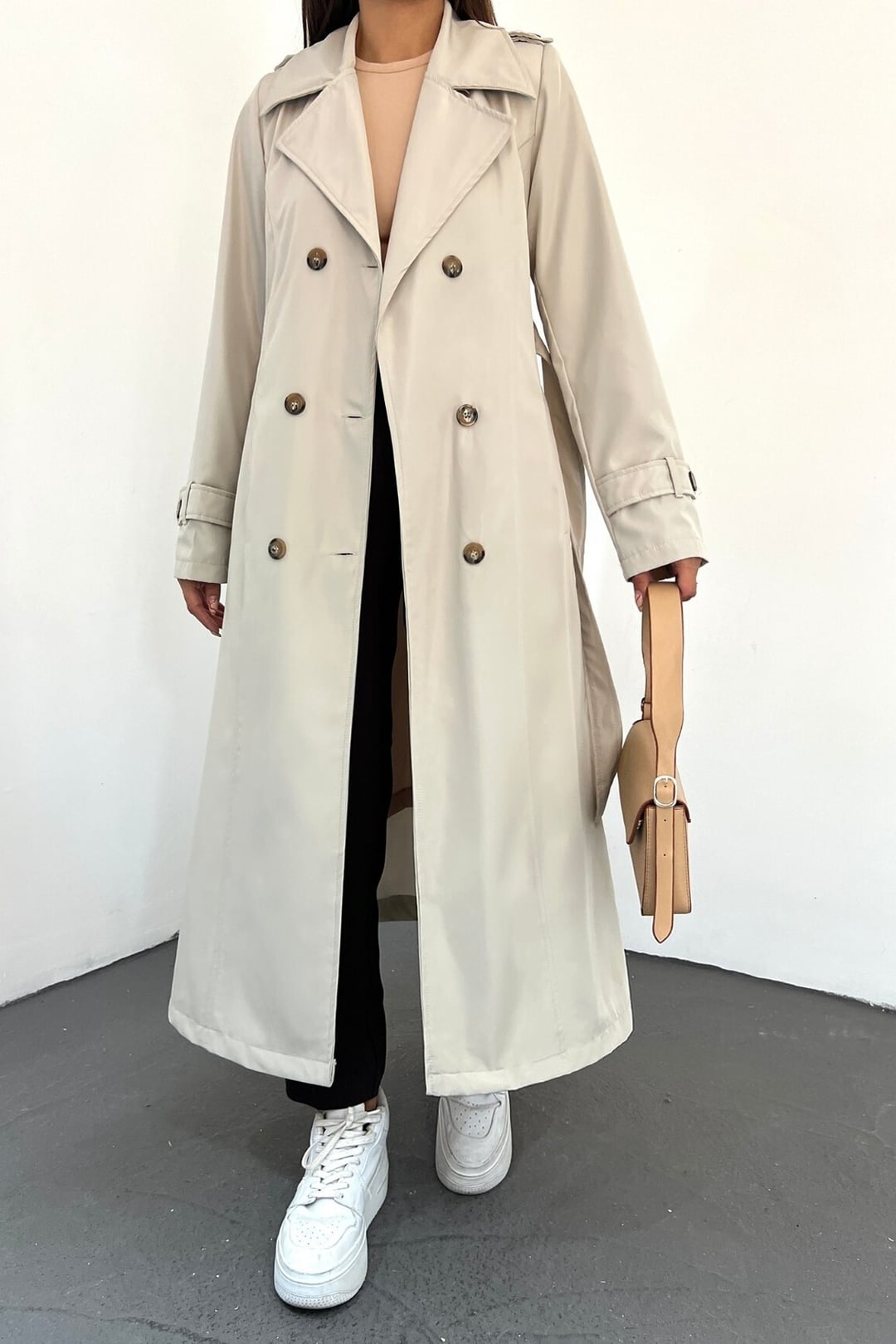 Lined Belted Trench Coat - Stone - Podyumplus - by Peralane - photo 5