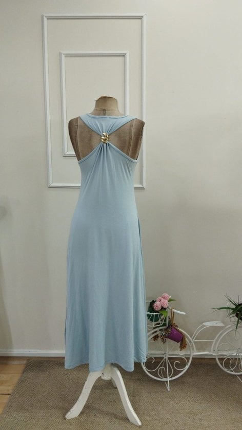 Women's Off-Shoulder Back Buckle Detail Slit Long Viscose Dress - Janes - by Peralane - photo 5