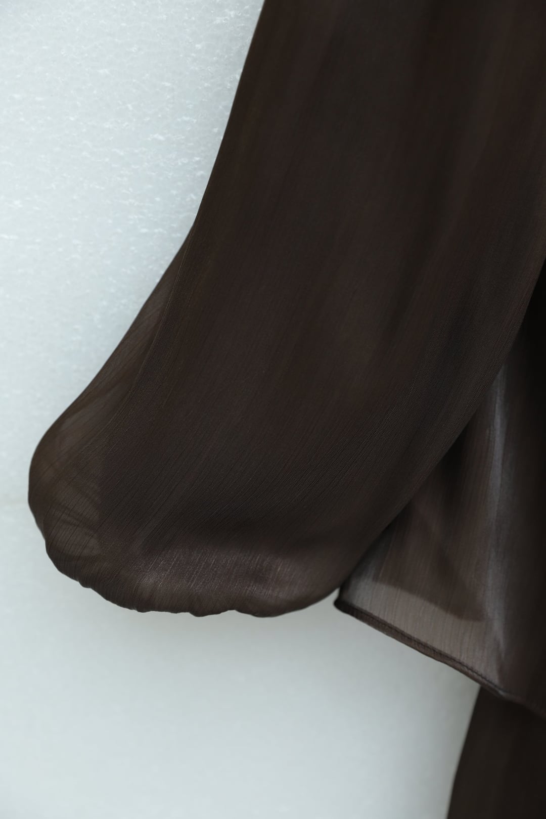 Ruffled Sleeve Tie-Belt Tiered Sequin Chiffon Dress - Brown - Podyumplus - by Peralane - photo 7