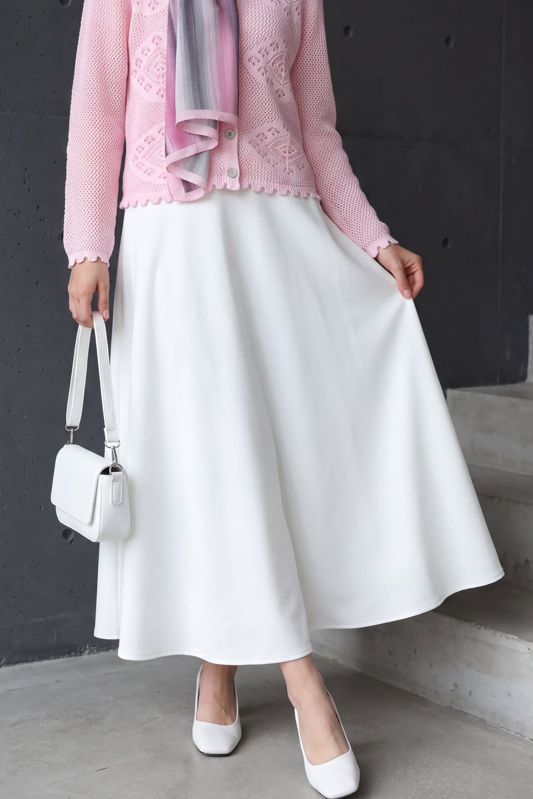 White Scuba Puff Skirt with Elastic Waist - Podyumplus - by Peralane - photo 5