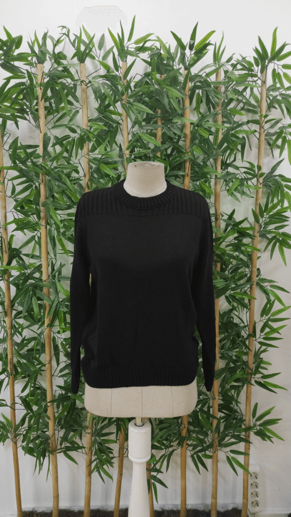 Women's Black Long Sleeve Crew Neck Knit Blouse - Janes - by Peralane - photo 5