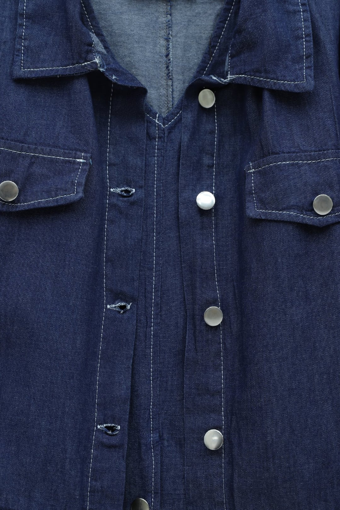 Side Pocket Half-Button Denim Jile Set - Navy - Podyumplus - by Peralane - photo 9