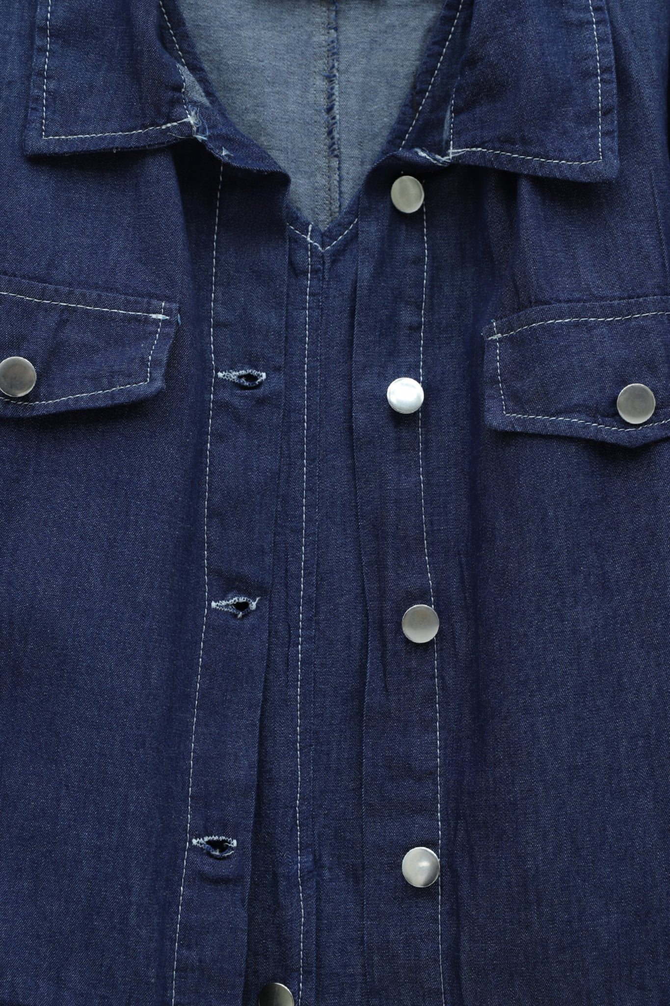 Side Pocket Half-Button Denim Jile Set - Navy - Podyumplus - by Peralane - photo 9