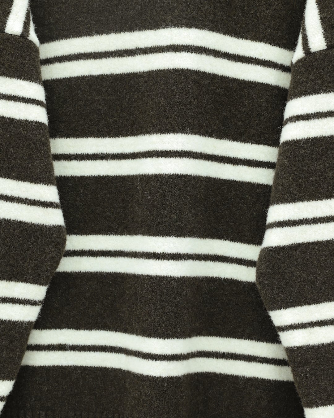 Round Neck Striped Soft Knit Sweater - Dark Brown - Podyumplus - by Peralane - photo 4