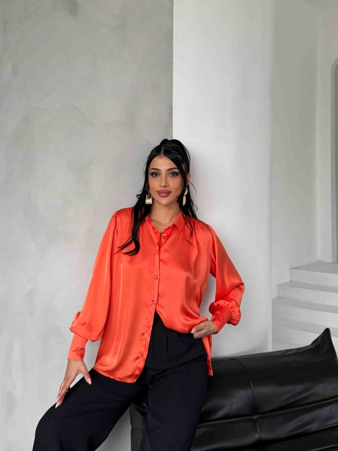 Pearl Button Satin Blouse - My Bee - by Peralane - photo 2