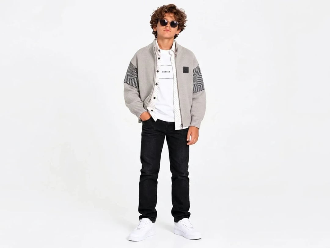 4-Piece Boys' Knit Cardigan Set with Patterned Sleeves - Ruhat Kids - by Peralane