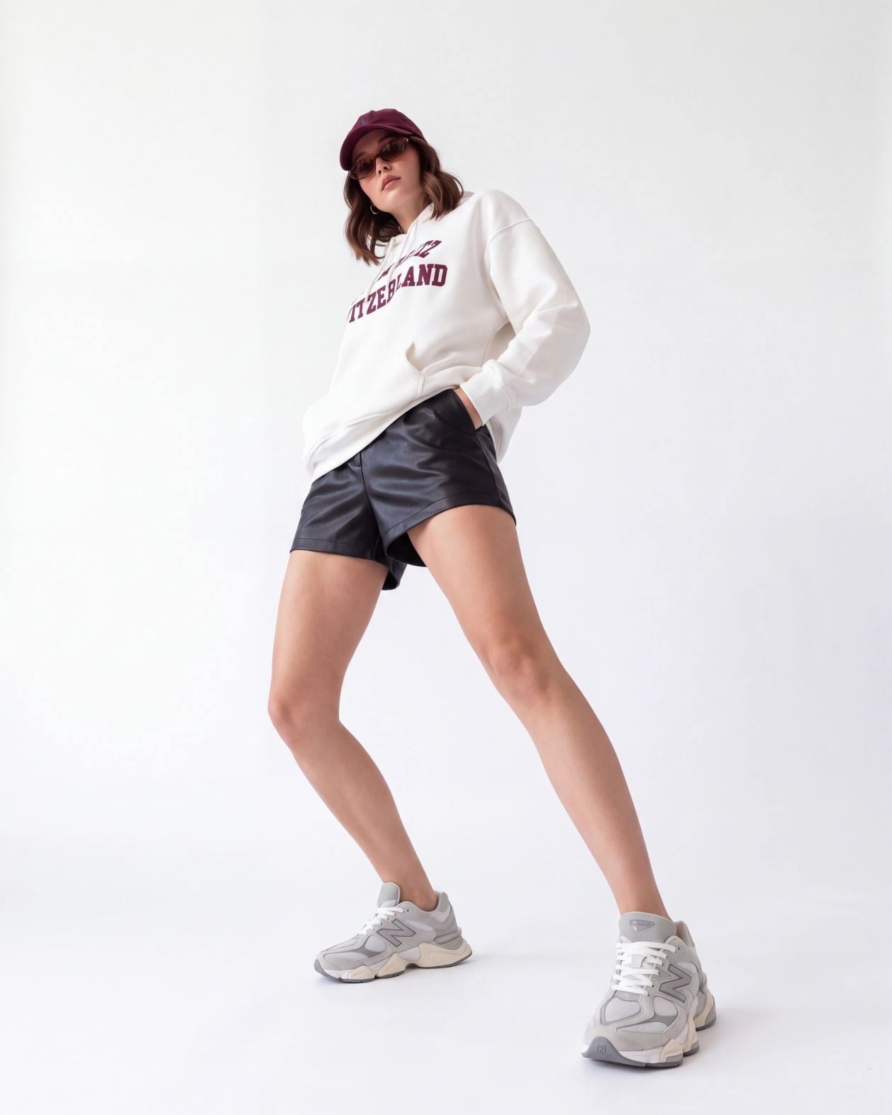 Cream Cotton Blend Hoodie with ST. MORITZ Print - Fame - by Peralane - photo 4