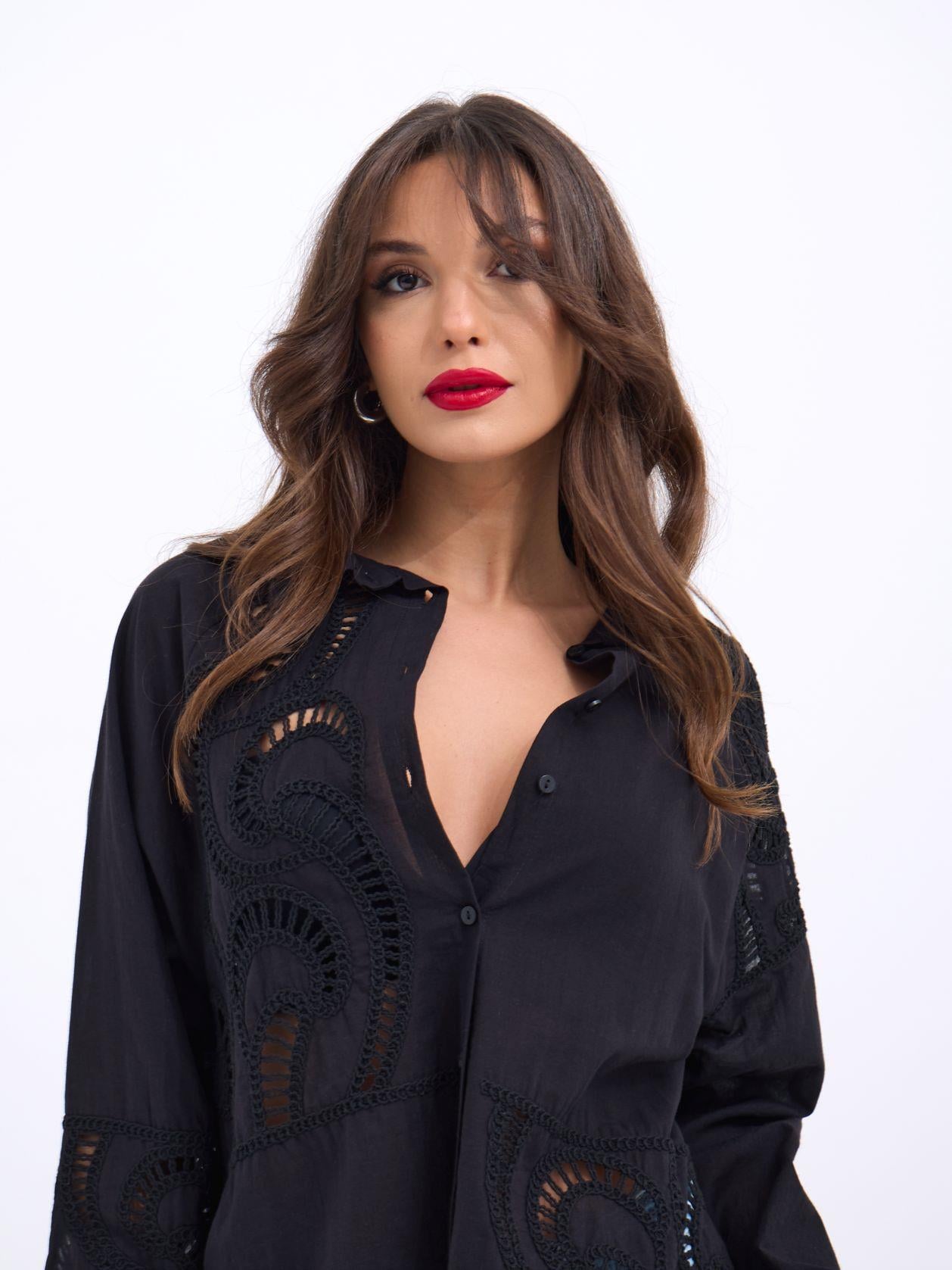 Black Long-Sleeve Cut-Out Blouse - Fame - by Peralane - photo 3