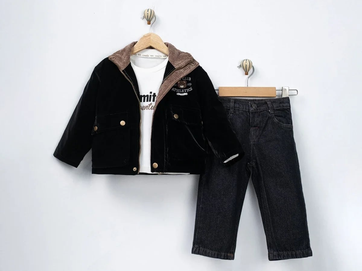 Boys' Bear Embroidery Jacket Set - 4 Pieces - Canoz - by Peralane