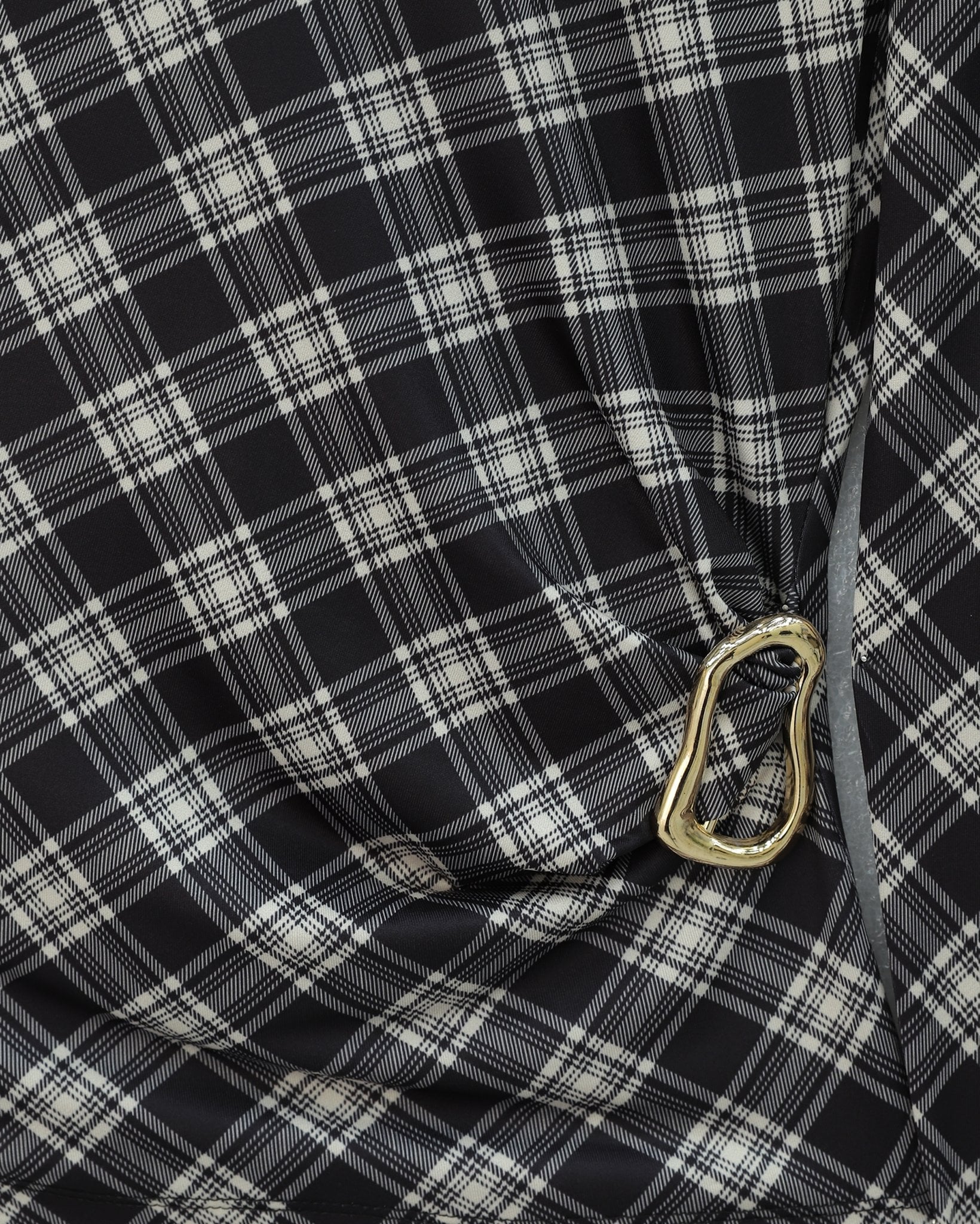 Side Buckle Plaid Blouse - Black - Podyumplus - by Peralane - photo 5