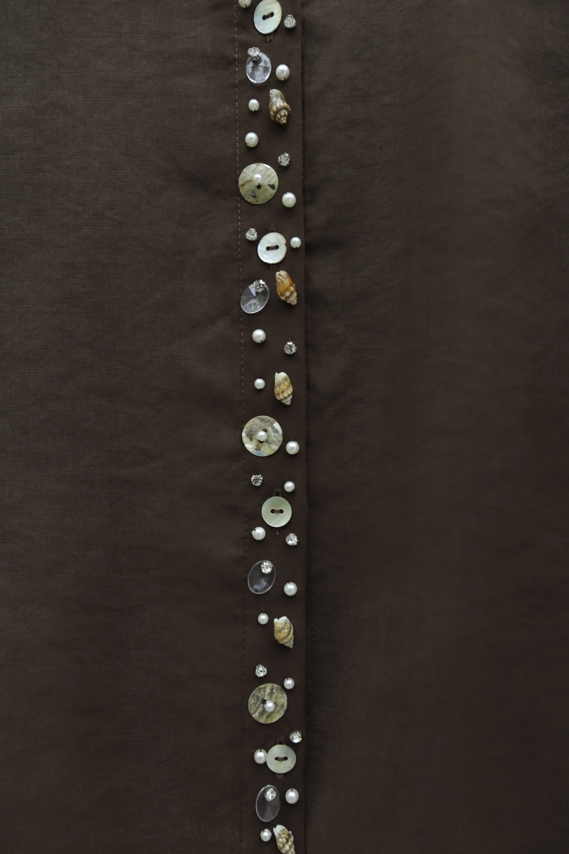 Women's Brown Two-Piece Set with Pearl Buttons and Midi Skirt - Podyumplus - by Peralane - photo 8