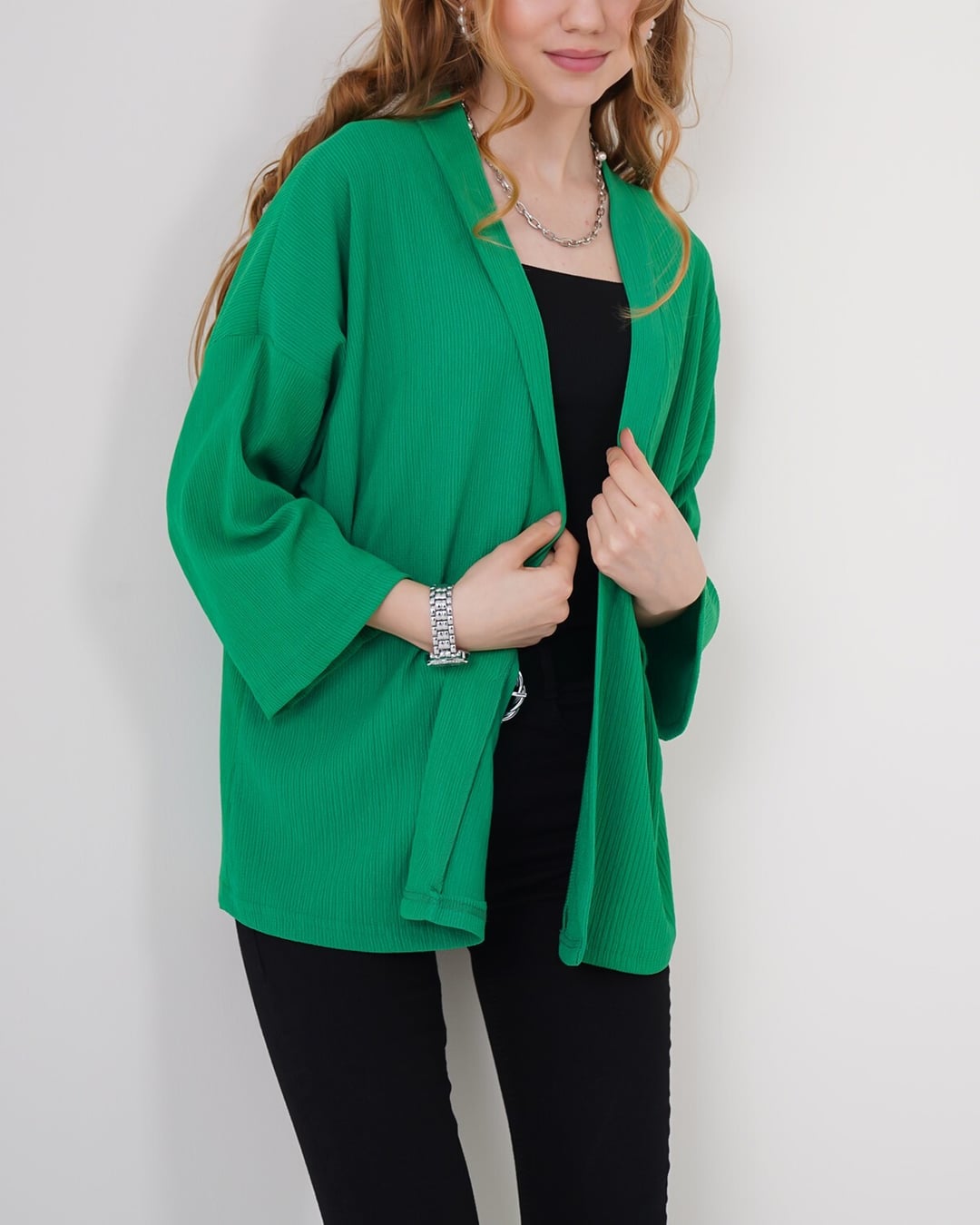 Green Knitted Kimono for Women - Bigdart - by Peralane - photo 2