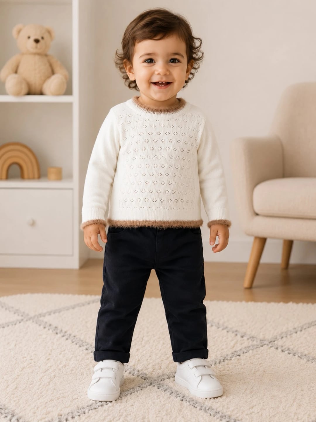 2-Piece Knitted Baby Set (9-24 Months) - White - Has Bereket - by Peralane