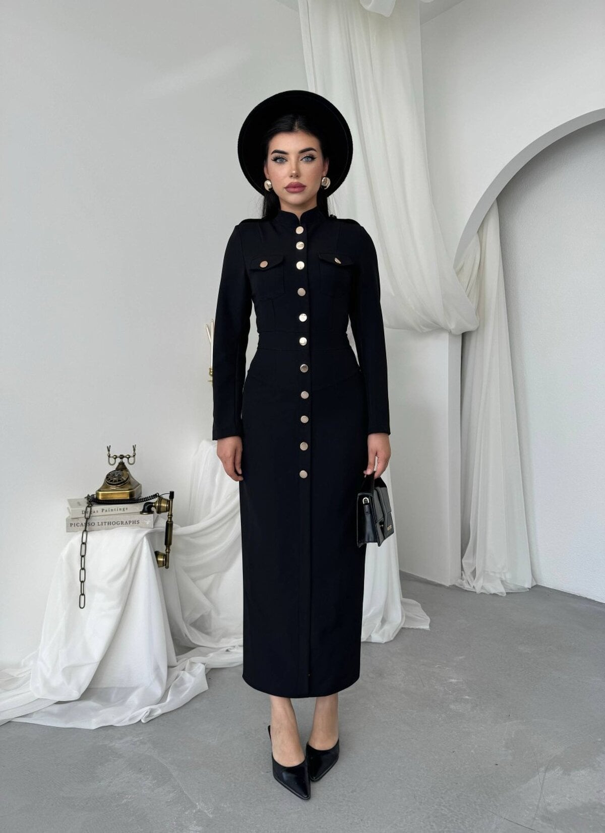 Arqs Midi Dress ETK-01051 - Black - Etika - by Peralane - photo 8