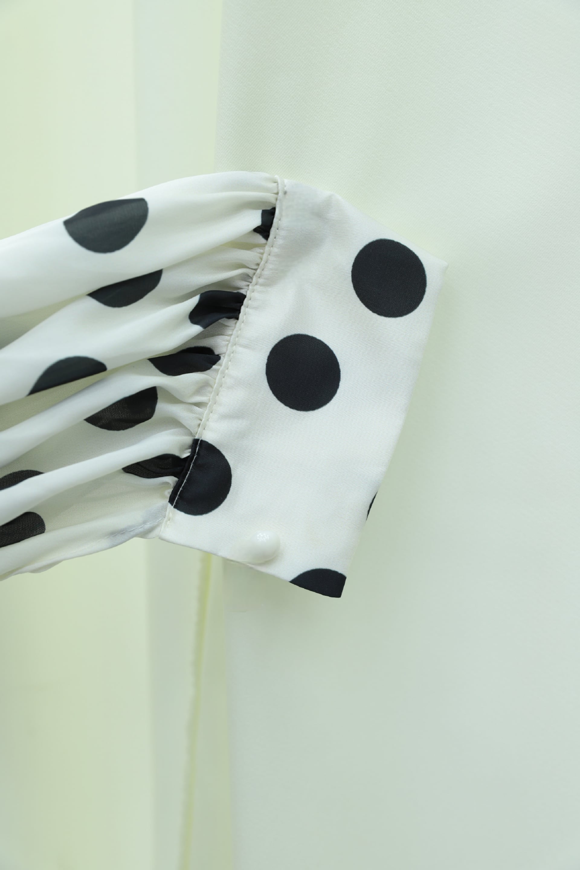 Polka Dot Tiered Button Belted Batwing Sleeve Satin Dress - White - Podyumplus - by Peralane - photo 8
