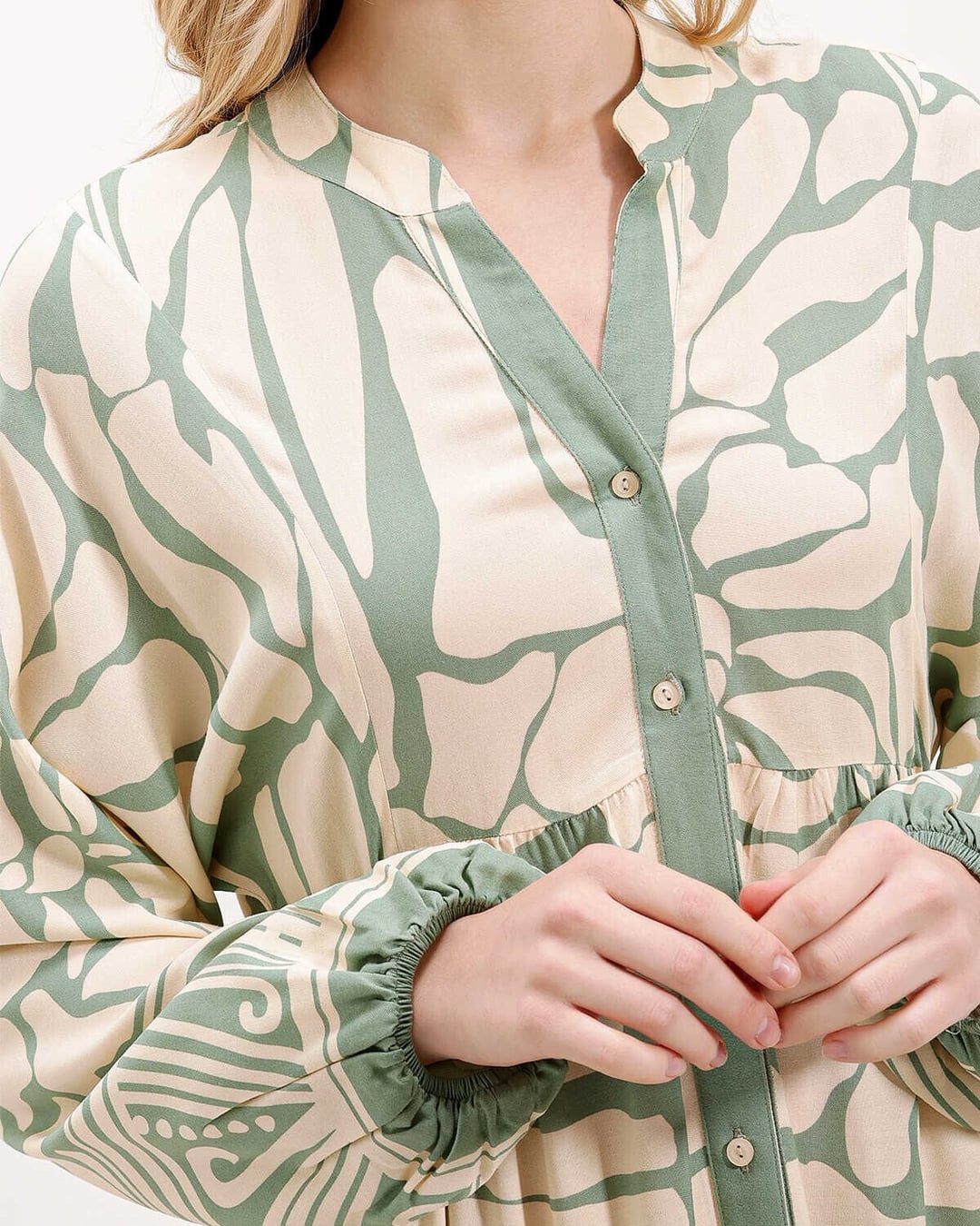 Authentic Patterned Modest Dress - Light Green - Bigdart - by Peralane - photo 6