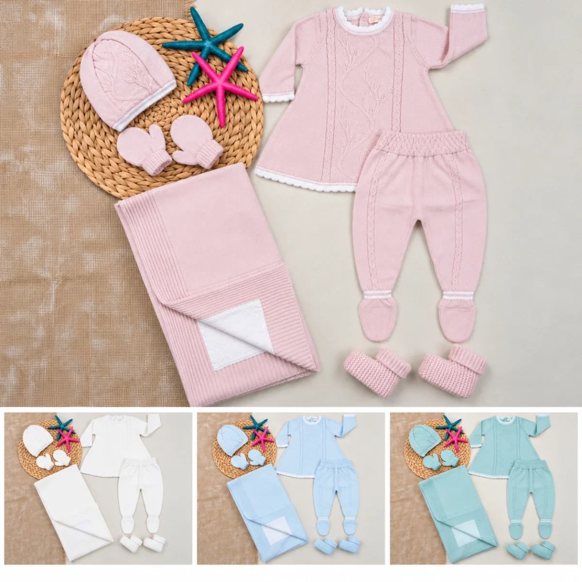 Newborn Knitwear 10-Piece Set - 1201 (Light Blue) - Has Bereket - by Peralane