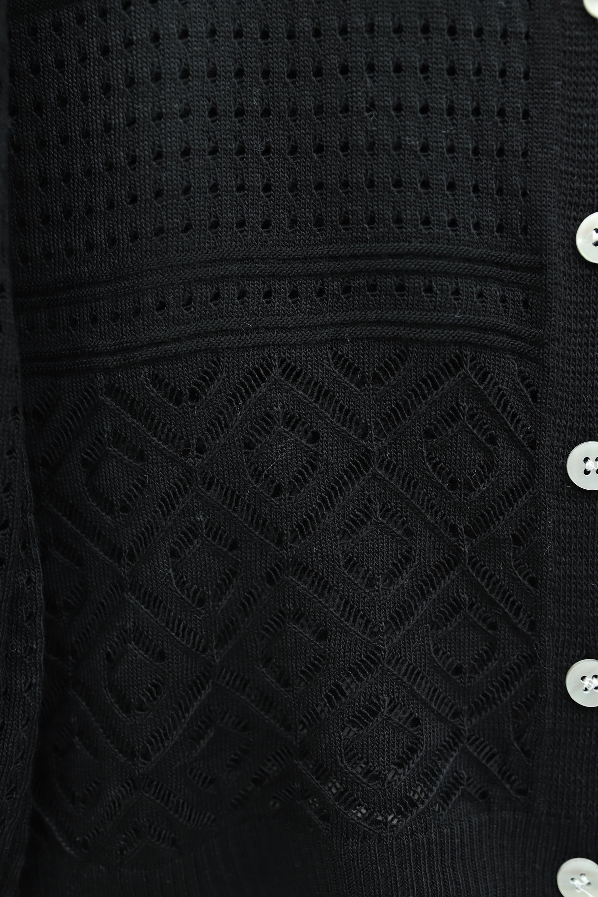 Women's Round Neck Buttoned Eyelet Knit Cardigan - Black - Podyumplus - by Peralane - photo 3