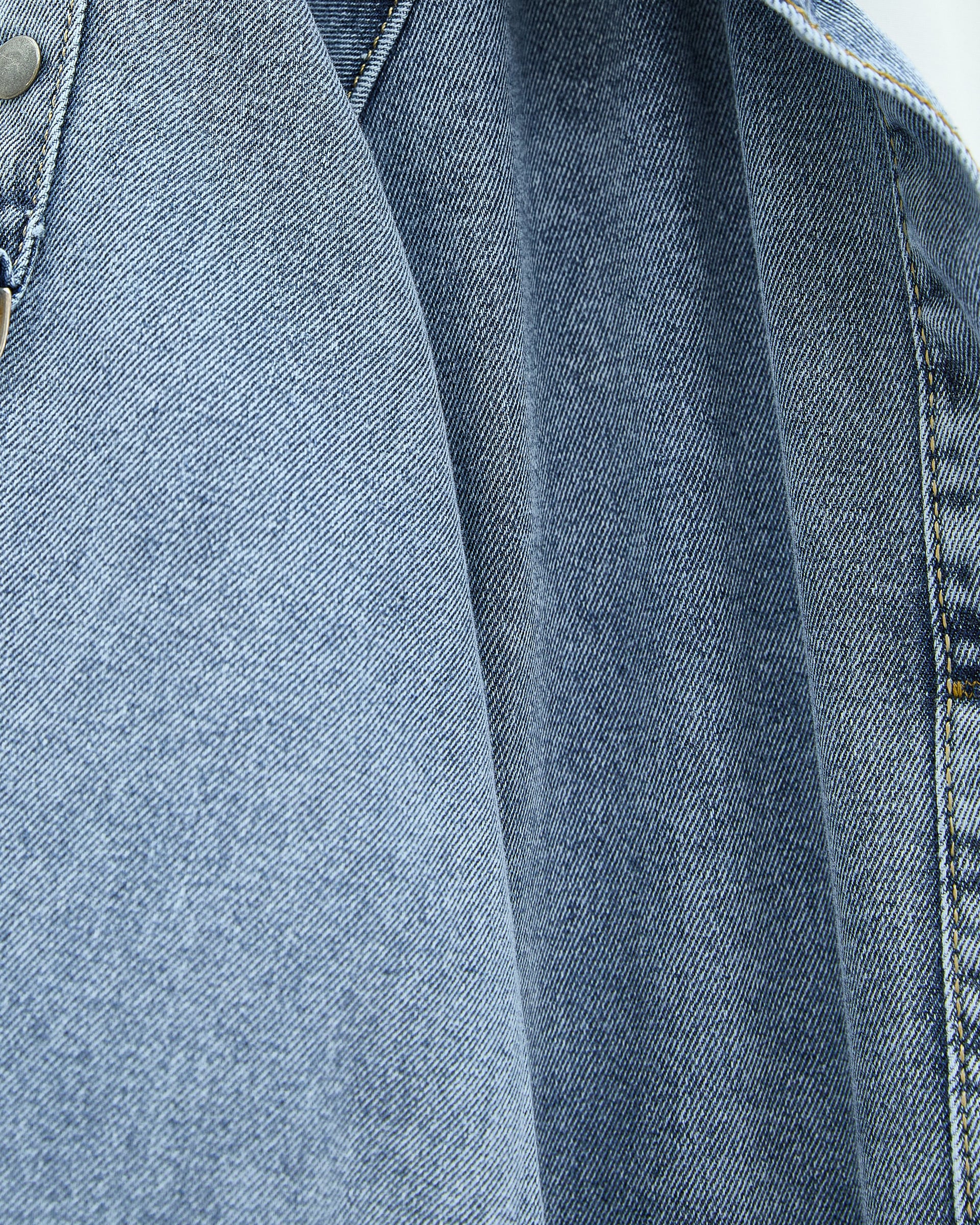 Button-Front Hooded Denim Jacket with Epaulettes and Pockets - Ice Blue - Podyumplus - by Peralane - photo 6