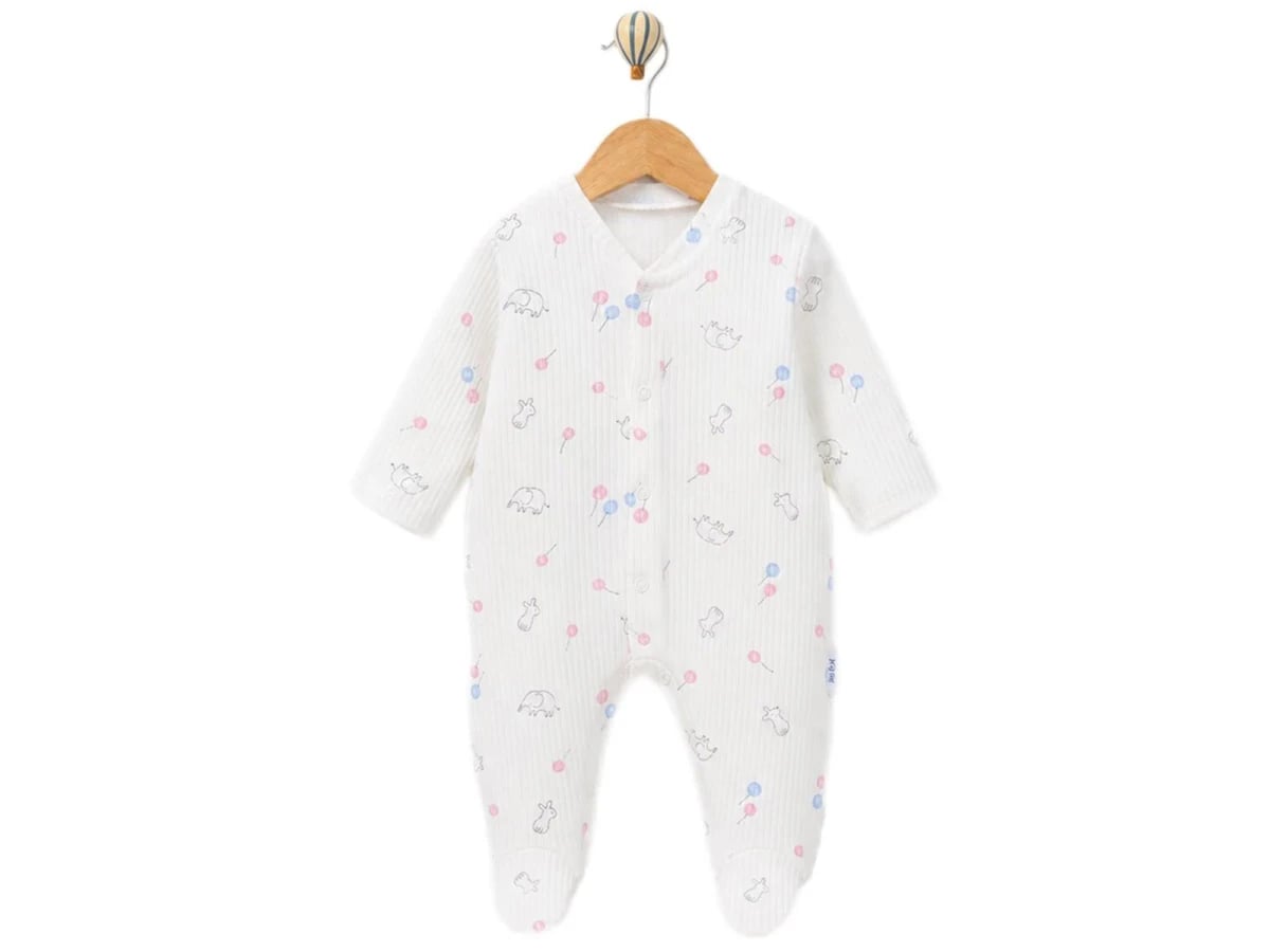 Baby Boy Footed Pajama with Animal Print - Pack of 3 (White, 0-3-6-9 Months) - Supermini - by Peralane