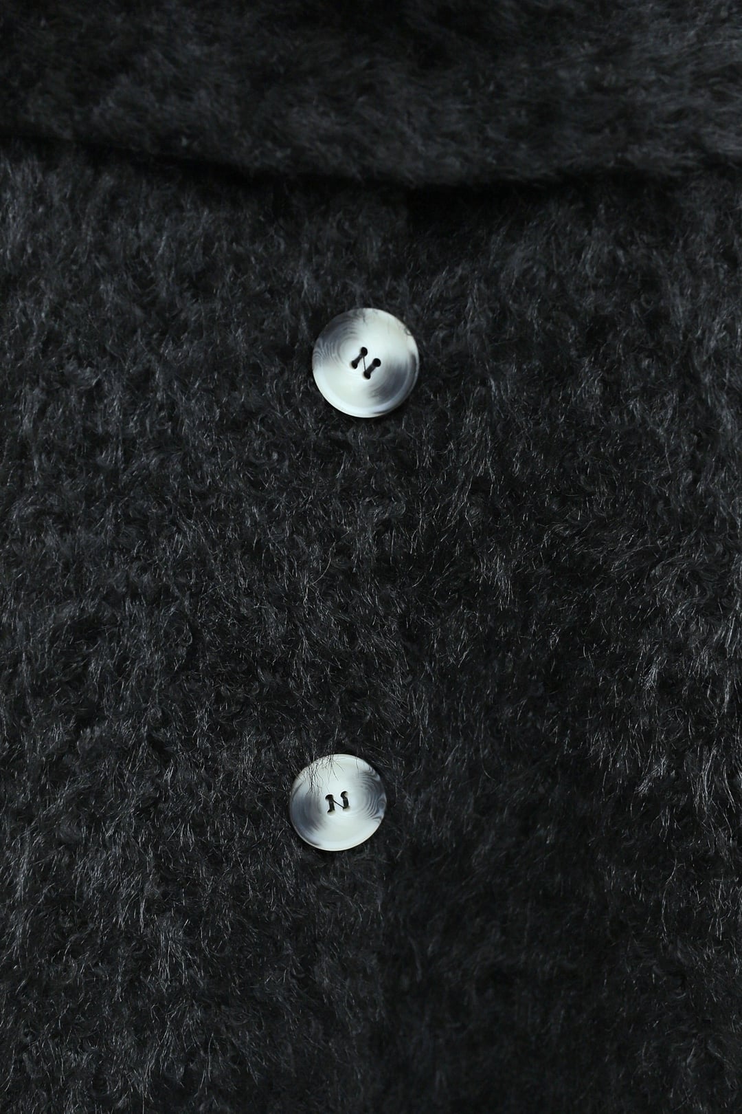Shawl Collar Button-Front Fluffy Cardigan - Black - Podyumplus - by Peralane - photo 6